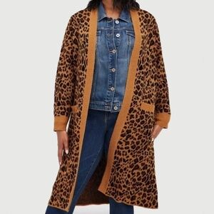 Torrid - Leopard Duster Open Front Oversized Cardigan Sweater  -Size 1x - 14/16